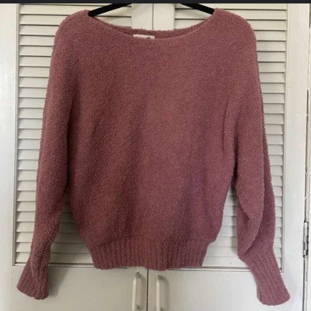 Fuzzy Cropped Pink Sweater - Picture 1 of 7